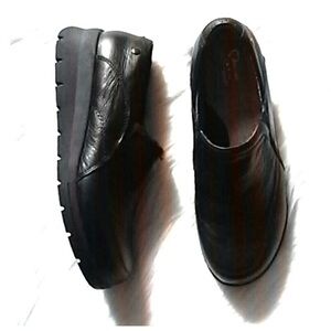 Copy - Women’s Black Leather Slip-On Shoes